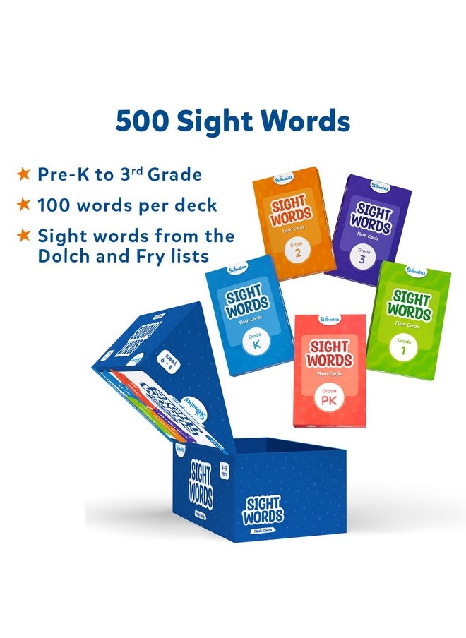 Skillmatics Flash Cards - 500 Sight Words, for Preschool (Pre-K), Kindergarten,1st, 2nd, 3rd Grade, Includes The Dolch & Fry Word List & 6 Unique Games