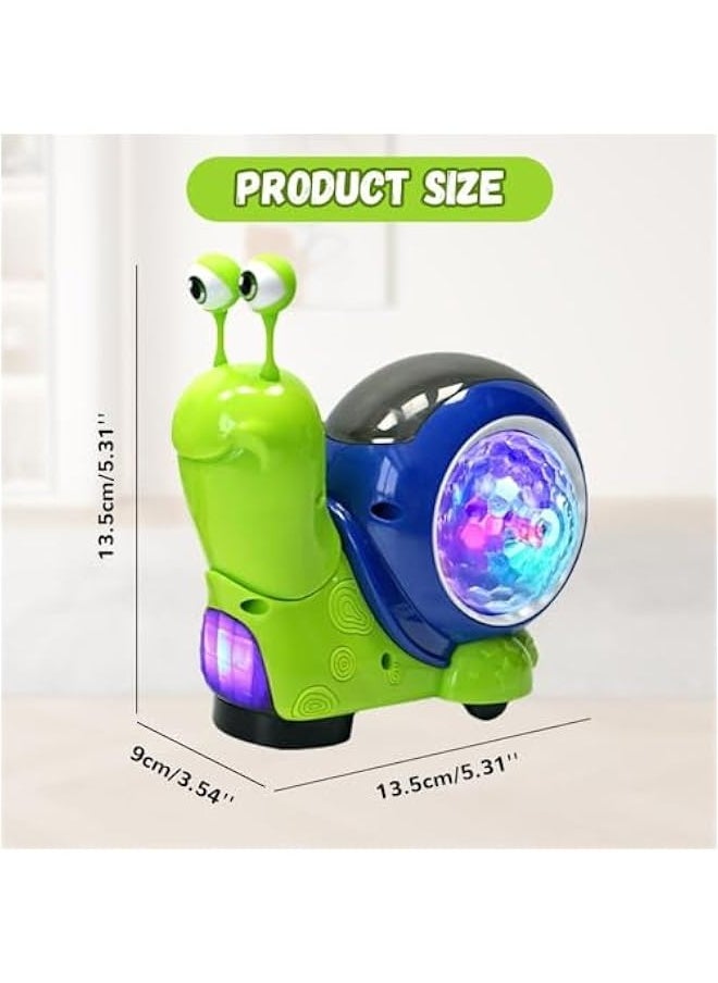 Luminous Snail Toy,Snail Toy for Baby,Electric Snail Crawling Toy,Light up + Music + Crawling Snail Baby Toy,Happy Hour, Great Atmosphere,Gifts for Children(Green)