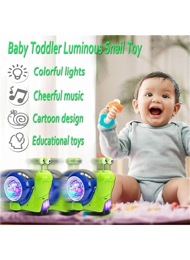 Luminous Snail Toy,Snail Toy for Baby,Electric Snail Crawling Toy,Light up + Music + Crawling Snail Baby Toy,Happy Hour, Great Atmosphere,Gifts for Children(Green)