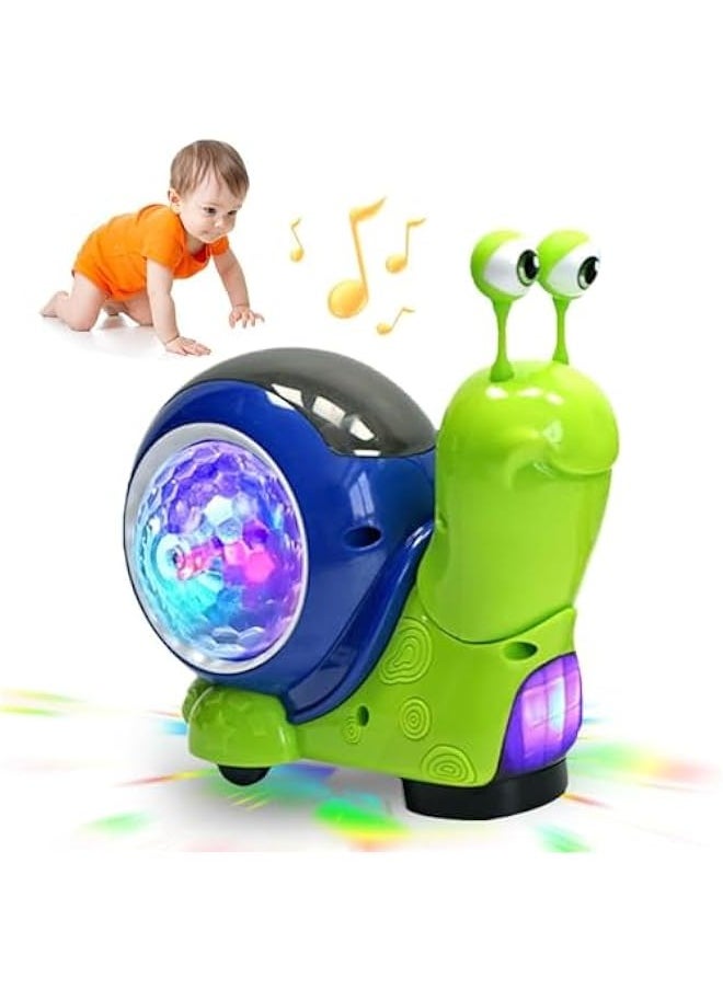 Luminous Snail Toy,Snail Toy for Baby,Electric Snail Crawling Toy,Light up + Music + Crawling Snail Baby Toy,Happy Hour, Great Atmosphere,Gifts for Children(Green)