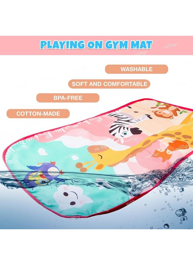 Zest 4 Toyz Musical Piano Baby Play Gym Mat Kids Activity Gym Mat With Music Lights Baby Crawling Mat For Newborn Baby 0 To 3 6 9 12 Months (Pink), 1 Count