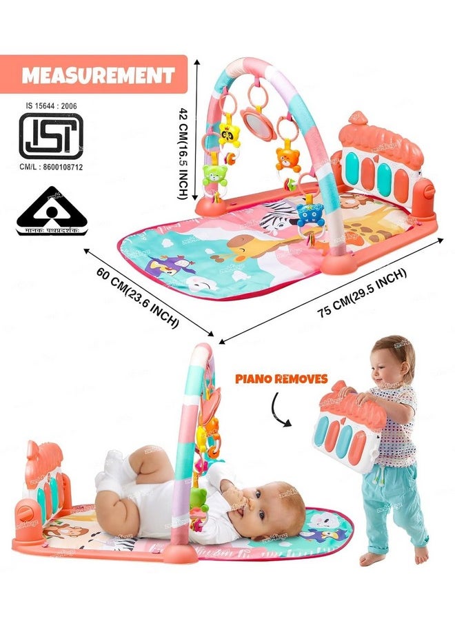 Zest 4 Toyz Musical Piano Baby Play Gym Mat Kids Activity Gym Mat With Music Lights Baby Crawling Mat For Newborn Baby 0 To 3 6 9 12 Months (Pink), 1 Count