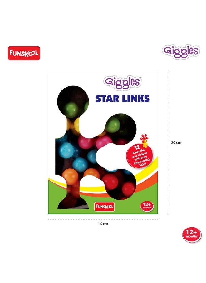 Funskool Giggles - Star Links toys for kids, Multicoloured Interlocking Learning Educational Blocks, Improves Creativity And Construction Blocks For Kids, 6 Months & Above, Infant and Preschool Toys