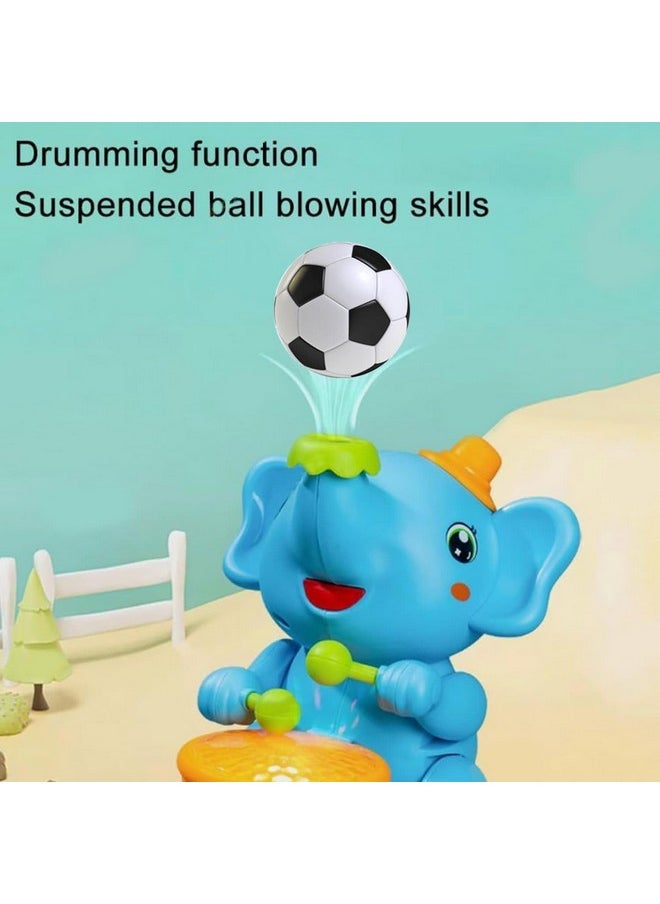 Musical Walking Elephant Toy With Levitation Ball On Nose Along With Dazzling Light Drum Sound Music And Elephant Sound For Baby Toys For Kids (Blue)