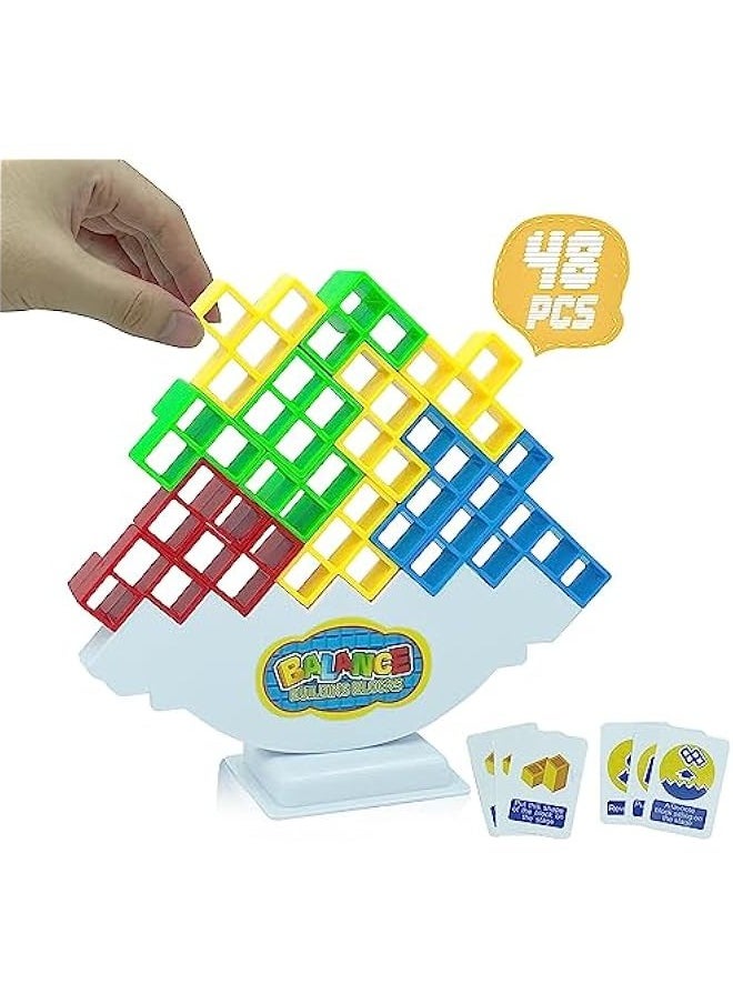 48-Piece Stack Attack Board Funny Family Games for Kids and Adults,Tetra Tower Balance Stacking Game - Parties, Travel, Team Toys Building Block,Let The Good Times Last!