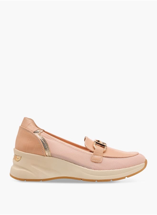 Women Panelled Slip-On Loafers with Metal Accent