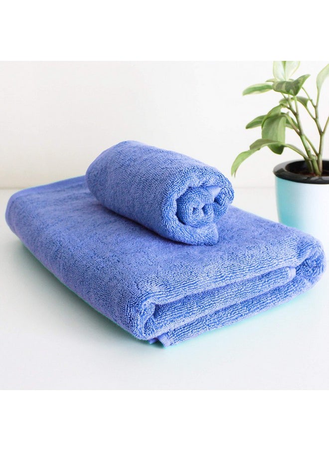 HEELIUM Bamboo Towel Set (1 Bath & 1 Hand Towel Combo) | Towel for Men & Women | Soft, High Absorbency & Antibacterial, 600 GSM, Iris