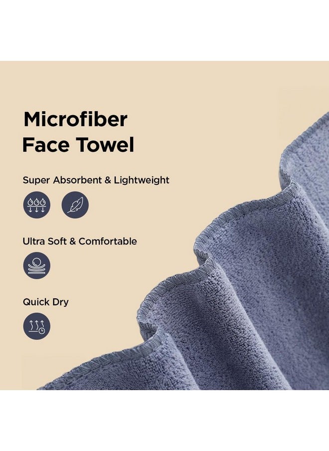 Homestic Face Towel | Microfiber Hand Towel | Antibacterial Face Towel | Hair & Face Towel for Man | 400 GSM Towel | SHXS40602 | SHXS40601 | Pack of 2 | Purple & Gray