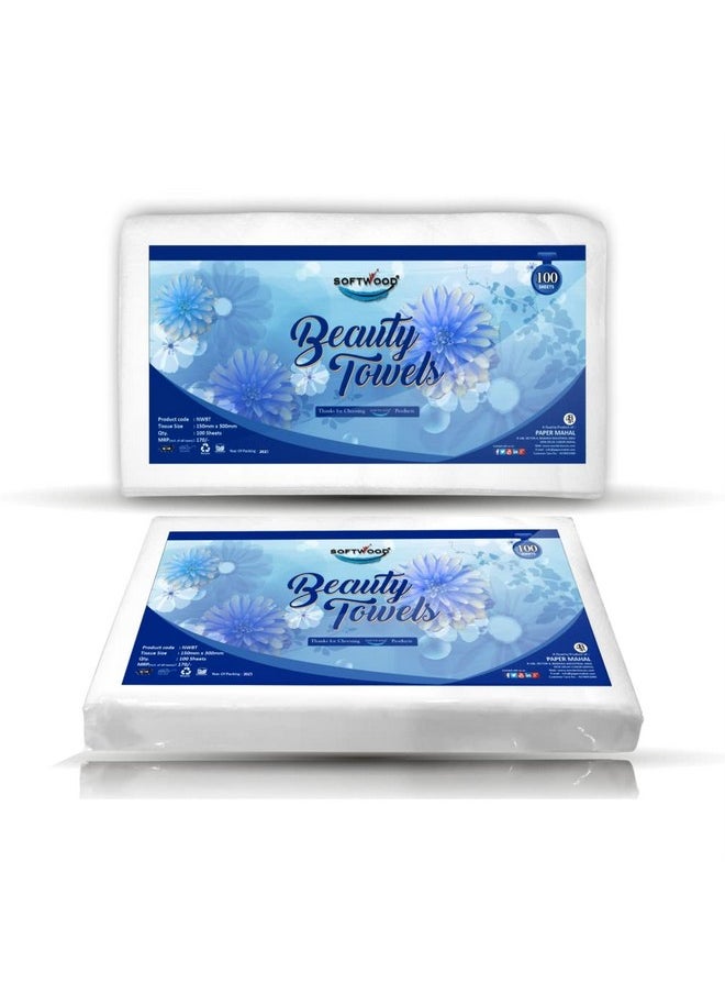 PM Softwood Beuty Towel Non- Voven 100 Serviettes (Pack of 2)