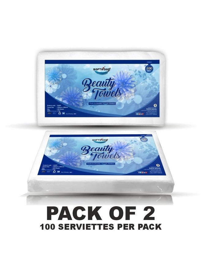 PM Softwood Beuty Towel Non- Voven 100 Serviettes (Pack of 2)