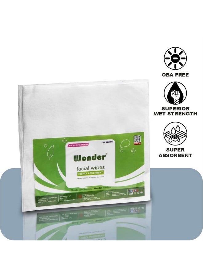 PM WONDER 8X8 FACE TOWEL Non- Voven 100 Serviettes (Pack of 3)