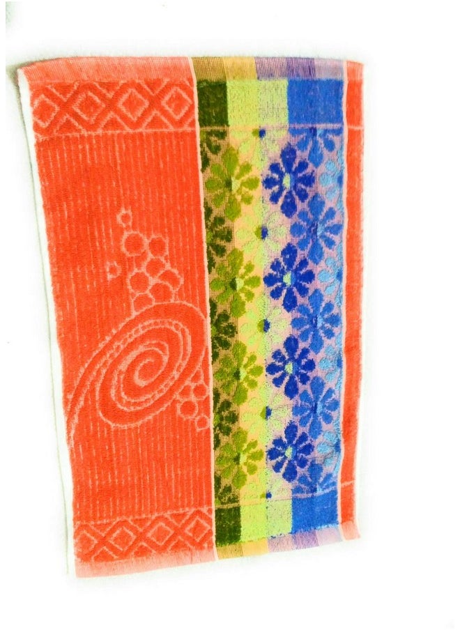 Cotton Colors Floral Design Hand Towels (Medium, Multicolor, Pack of 8)_t011