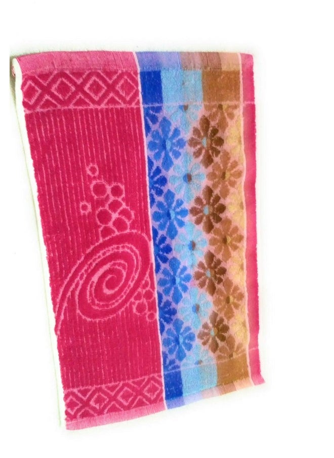 Cotton Colors Floral Design Hand Towels (Medium, Multicolor, Pack of 8)_t011