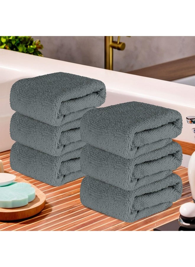 Kuber Industries Pack of 6 Super Absorbent & Reusable Microfibre Face Towel for Women | 15x15 In | 250 GSM Kids Soft & Easy to Wash Small Towels for Face and Hand | Plain Ash Grey