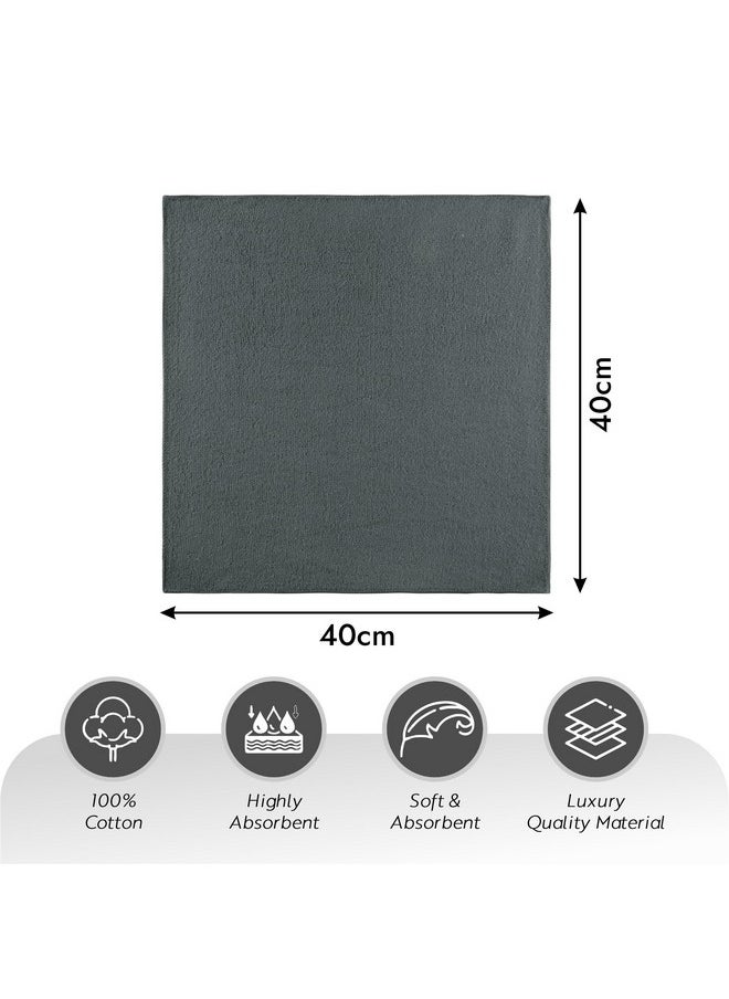 Kuber Industries Pack of 6 Super Absorbent & Reusable Microfibre Face Towel for Women | 15x15 In | 250 GSM Kids Soft & Easy to Wash Small Towels for Face and Hand | Plain Ash Grey