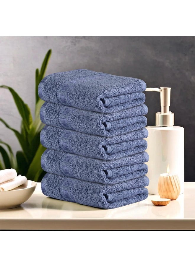 Kuber Industries Pack of 5 Cotton Hand/Face Towels For Men & Women | Easily Washable | Workout Gym Napkins For Men | Pocket Towel - Dark Blue