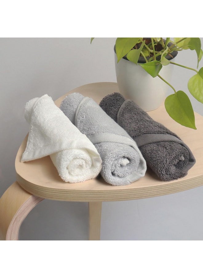 HEELIUM Bamboo Face Towel | Ultra Absorbent & Odour-Free | 3X Softer Than Cotton Towels | 30 x 30 cm - 600 GSM | Pack of 3 - Light Grey, Grey, White