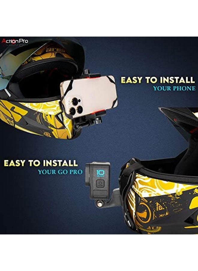 Pro Made In India Helmet Chin Strap Mount Compatible For Mobile Gopro-13/12/11/10/9/8/7/6/5/4/3+/3 /Sjcam/Dji Insta-360 X3