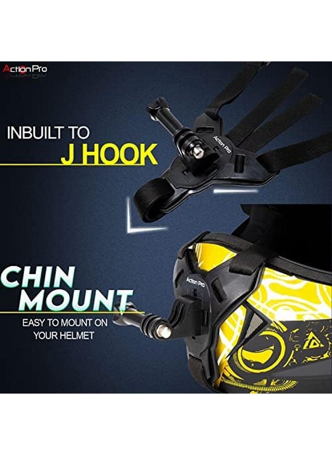 Pro Made In India Helmet Chin Strap Mount Compatible For Mobile Gopro-13/12/11/10/9/8/7/6/5/4/3+/3 /Sjcam/Dji Insta-360 X3