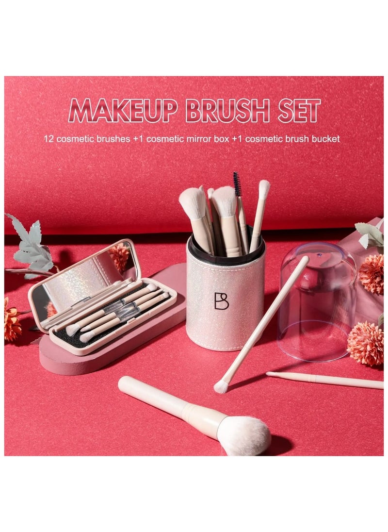 11 Pcs Makeup Brushes Travel Set, Portable Double Ended Eyeshadow Brush, Face Cosmetic Makeup Brushes Set