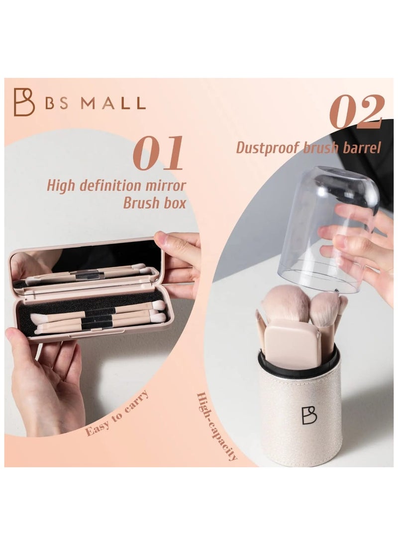 11 Pcs Makeup Brushes Travel Set, Portable Double Ended Eyeshadow Brush, Face Cosmetic Makeup Brushes Set