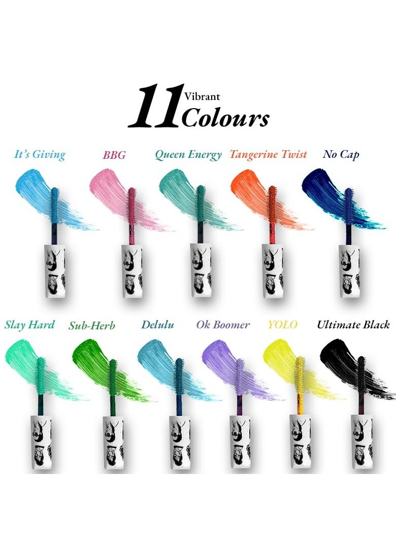 Pop Colored Lush Lashes Mascara - No Cap (Blue), Waterproof, Smudge proof, Curling and lengthening, Infused with Witch Hazel and Almond Oil, Vegan & Cruelty Free -5 ML Each