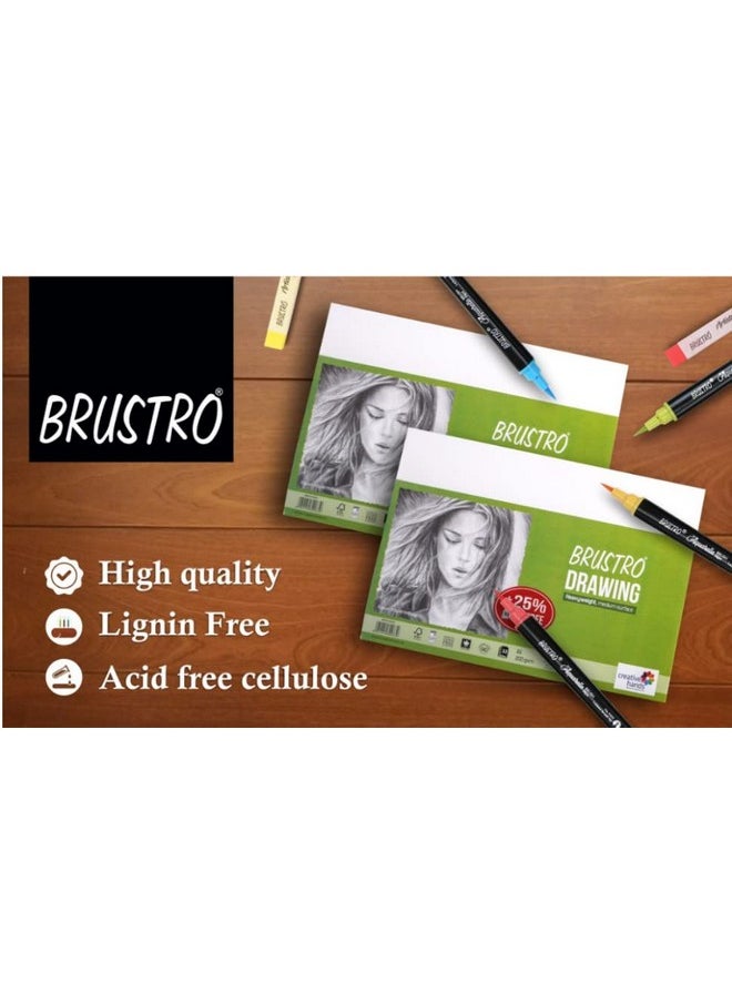 Brustro Sketching & Drawing Papers 200 GSM A5, 32 + 8 Free Sheets (Pack of 2)