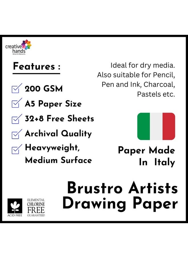 Brustro Sketching & Drawing Papers 200 GSM A5, 32 + 8 Free Sheets (Pack of 2)