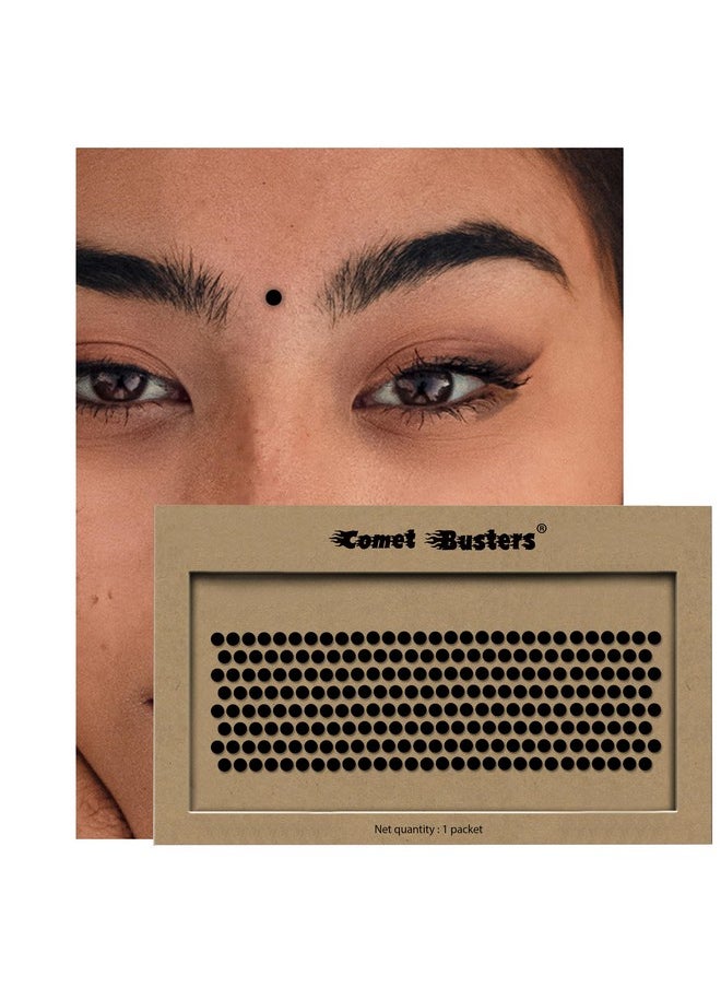 Comet Busters Beautiful Handcrafted Round Black Velvet Bindis (4 mm) (BIN2075)