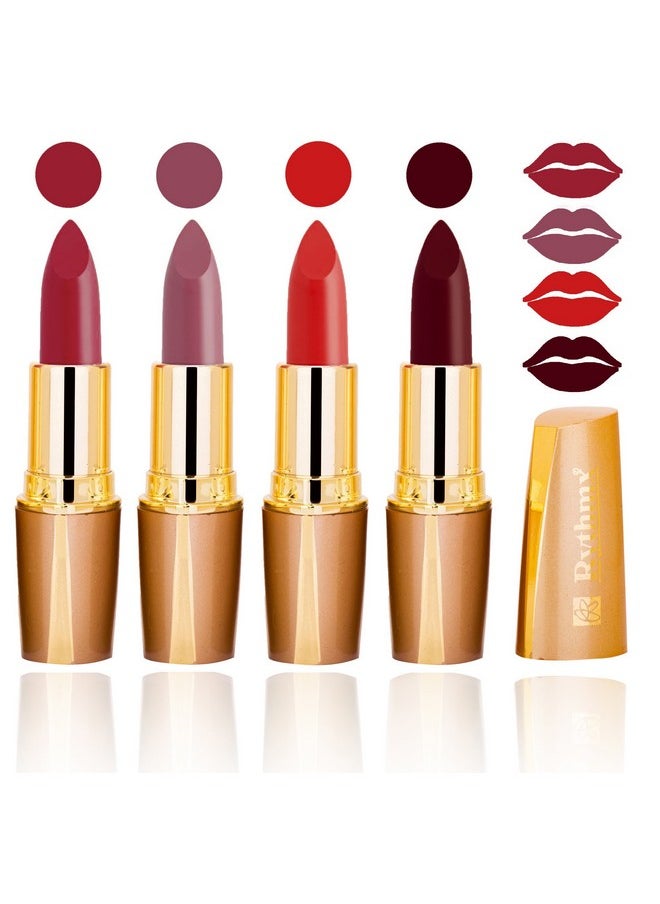 Rythmx Creamy Matte Lipsticks, 4 Gm (Combo of 4)