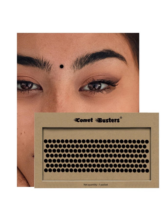 Comet Busters Beautiful Handcrafted Round Black Velvet Bindis (5 mm) (BIN2087)