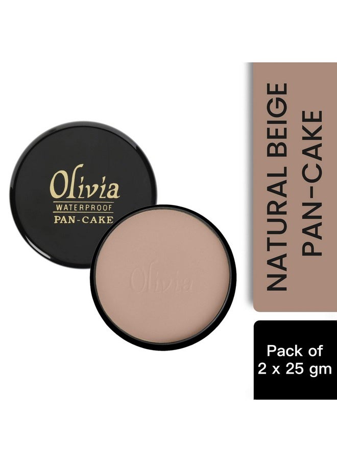 Olivia Waterproof Natural Beige Makeup Cream Concealer Pan Cake (Shade No.25, 25 g)- Pack of 2