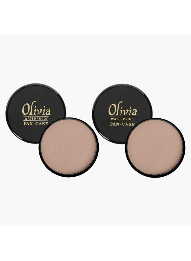 Olivia Waterproof Natural Beige Makeup Cream Concealer Pan Cake (Shade No.25, 25 g)- Pack of 2