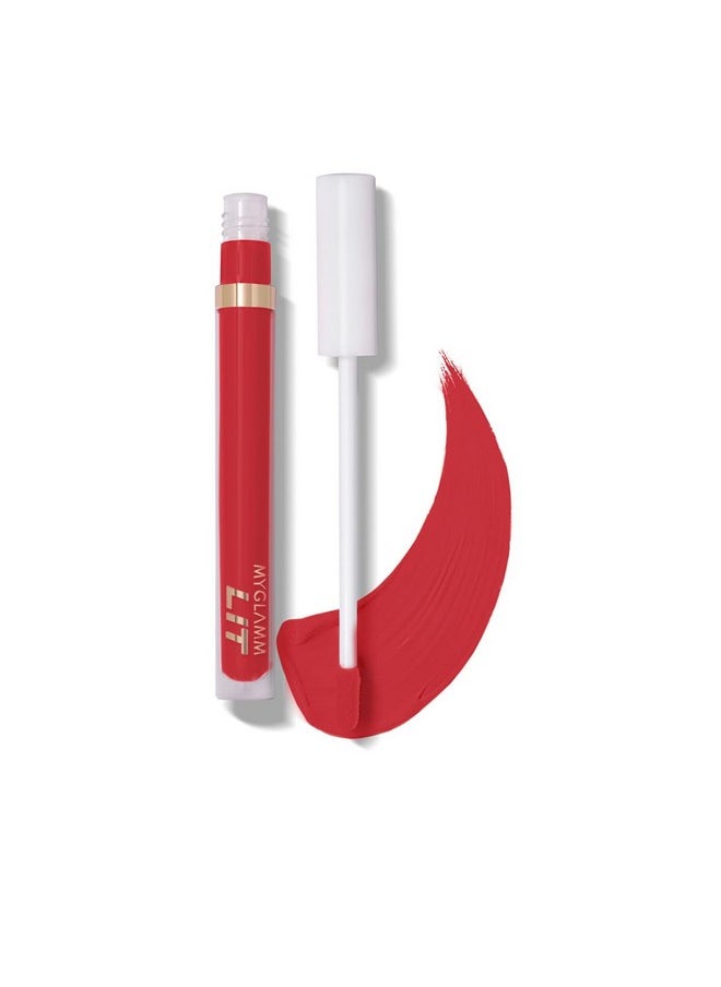 MyGlamm LIT Liquid Matte Lipstick-Fire (Red)-3 ml | With Moringa Oil | 12HR Long-lasting Lipstick | Cruelty-Free Matte Lipstick