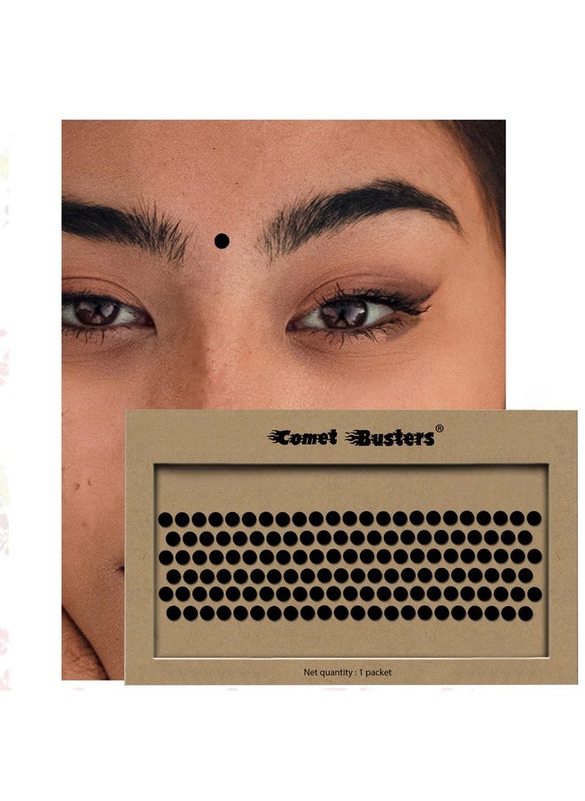 Comet Busters Beautiful Handcrafted Round Black Velvet Bindis (6 mm) (BIN2099)