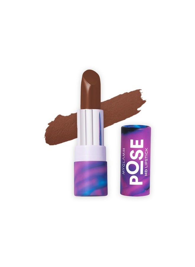 MyGlamm POSE HD Lipstick-Caramel (Brown)-4 gm | Matte Lipstick | Enriched with Moringa oil & Vitamin E | Long-lasting & Moisturising