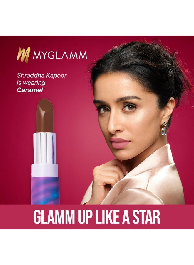 MyGlamm POSE HD Lipstick-Caramel (Brown)-4 gm | Matte Lipstick | Enriched with Moringa oil & Vitamin E | Long-lasting & Moisturising
