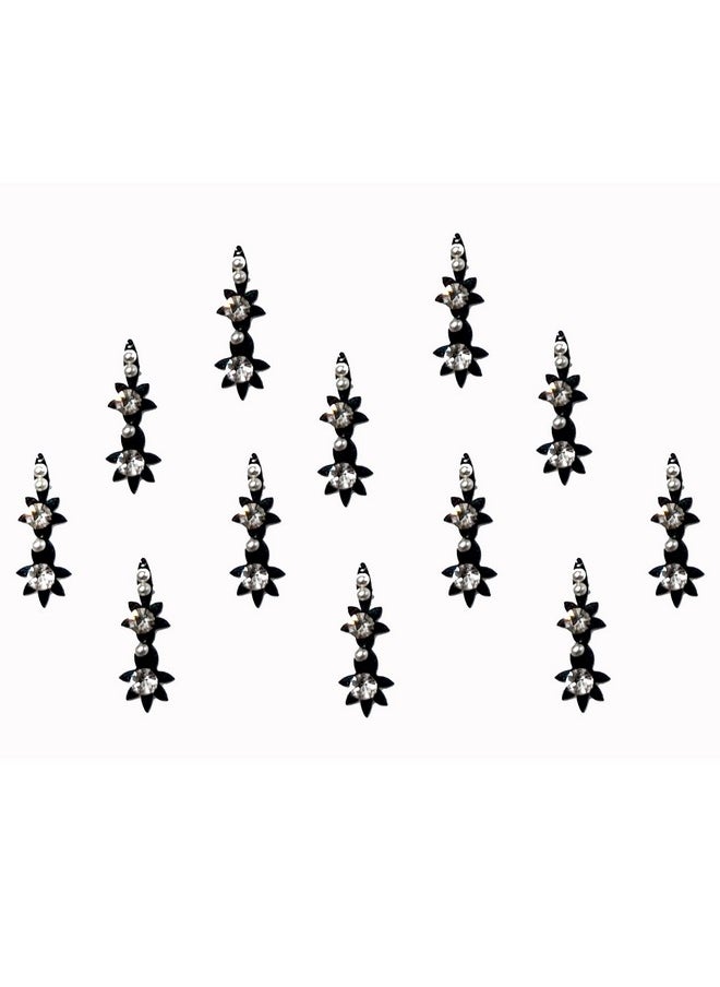 Comet Busters Beautiful Handcrafted Black Bindis with Silver Stone (BIN1819)