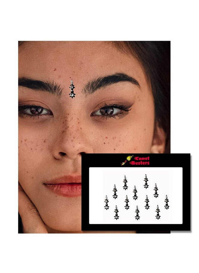Comet Busters Beautiful Handcrafted Black Bindis with Silver Stone (BIN1819)