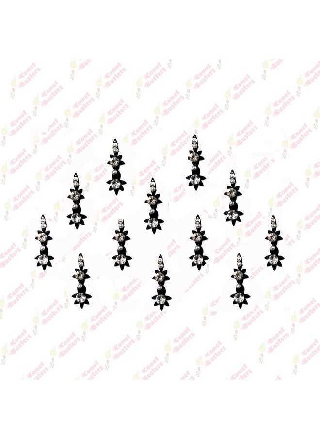 Comet Busters Beautiful Handcrafted Black Bindis with Silver Stone (BIN1819)