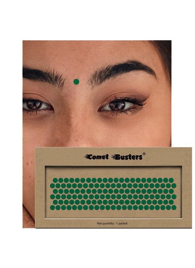 Comet Busters Beautiful Handcrafted Round Dark Green Velvet Bindis (6 mm) (BIN2102)