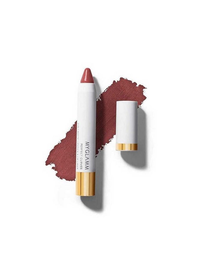 MyGlamm Perfect Curves Matte Lip Crayon-Bourbon Candy (Beige)-3.7 gm | Brick Pink Matte Lipstick | Long Lasting Lipstick with Moisturising Formula | Vegan & Cruelty-Free