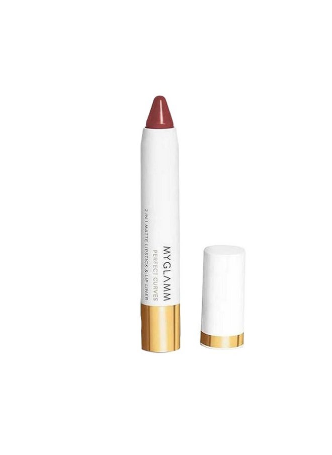 MyGlamm Perfect Curves Matte Lip Crayon-Bourbon Candy (Beige)-3.7 gm | Brick Pink Matte Lipstick | Long Lasting Lipstick with Moisturising Formula | Vegan & Cruelty-Free