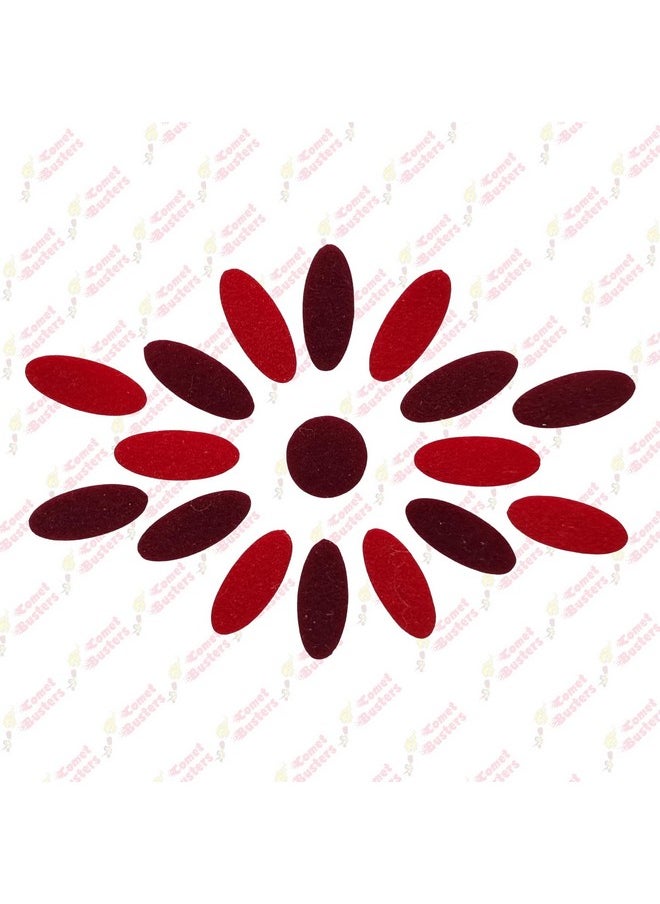 Comet Busters Handcrafted Maroon and Red Oval Velvet Bindis (BIN1878) (11 mm)