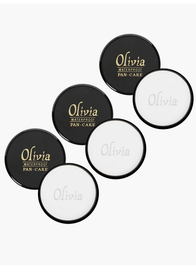 Olivia 100 Waterproof Pan Cake Makeup Concealer 25 G Shade No Pack Of 3 Oil 100% Waterproof Pan Cake White Makeup Concealer 25g Shade No.20 - Pack Of 3 Matte finish White 25g