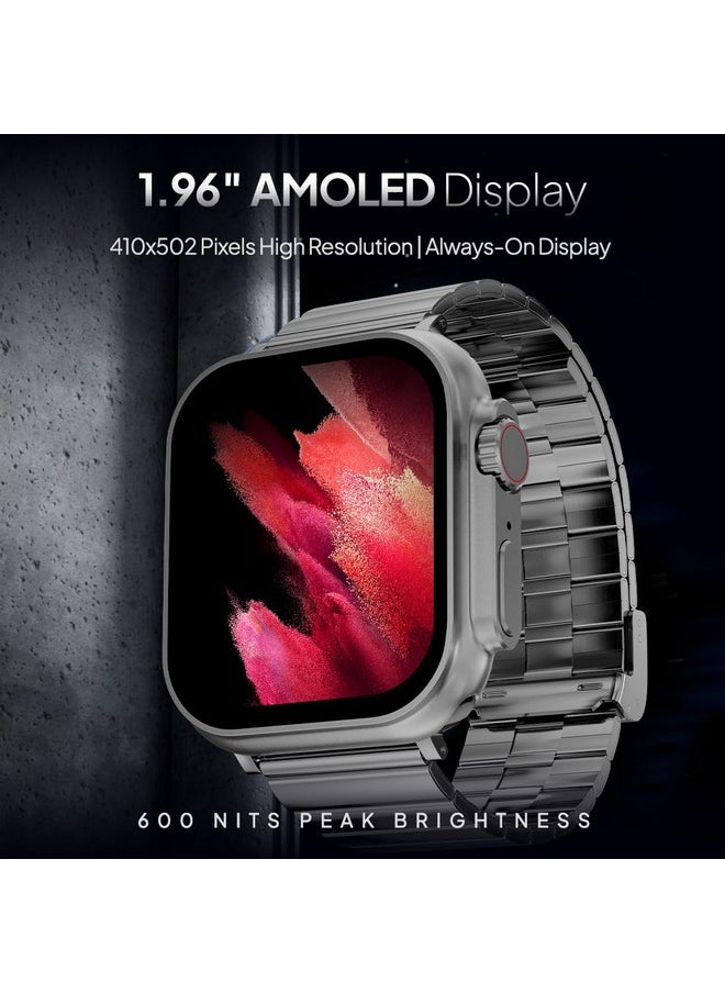 Fire-Boltt Gladiator + 1.96” AMOLED Display Luxury Smartwatch, Rotating Crown, 115+ Sports Modes & Bluetooth Calling, AI Voice Assistant, Gaming