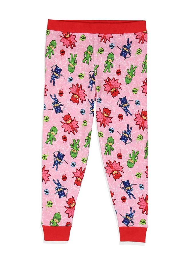 PJ Masks Toddler Girls' Gekko Catboy Owlette Title Logo Sleep Pajama Set (4T) Pink