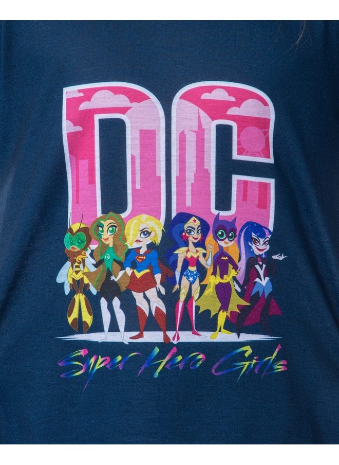 DC Comics Girls' Super Hero Girls Character Sleep Pajama Set Short (7/8) Blue