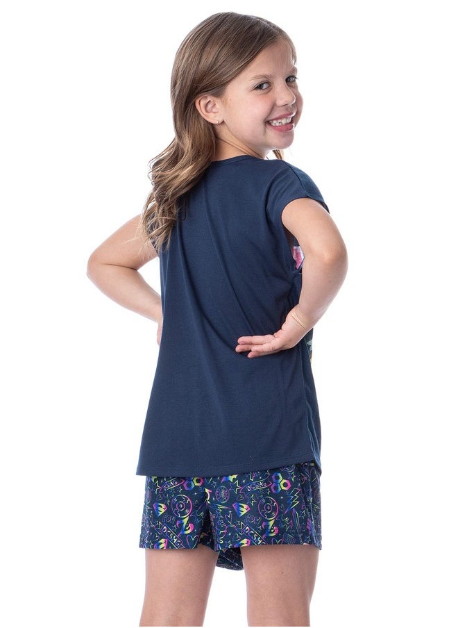 DC Comics Girls' Super Hero Girls Character Sleep Pajama Set Short (7/8) Blue