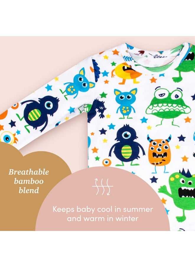 SleepingBaby Pajama T-shirt and Pants Set - Blue Monster - 24 Months
